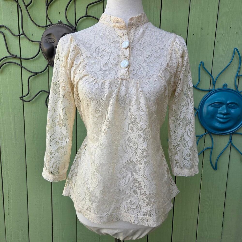Vintage Y2K Urban Outfitters Lux Label Cream Victorian Lace Shirt